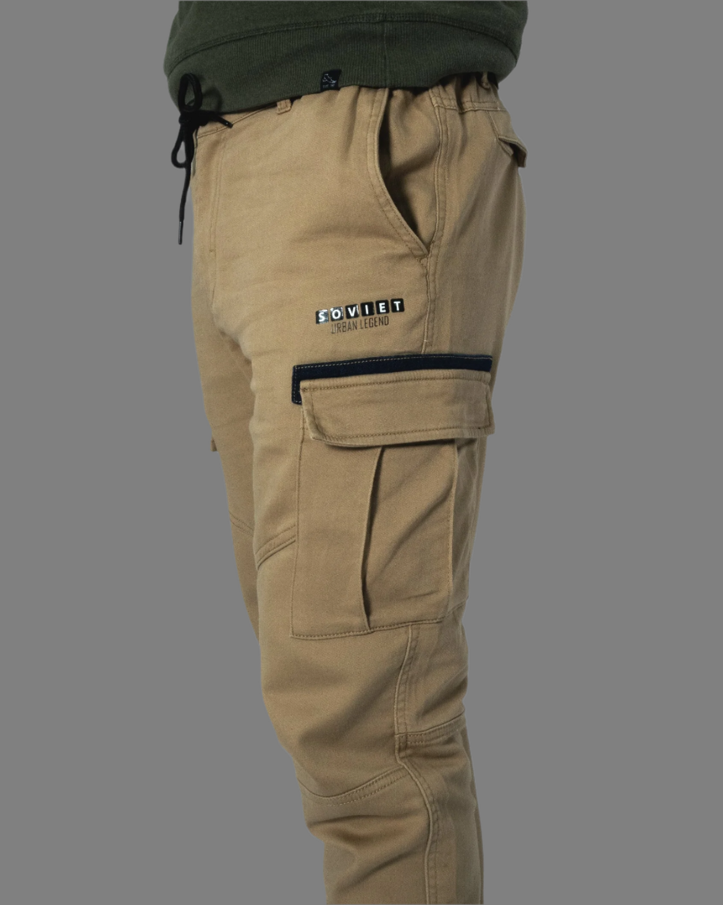 Largo Slim Leg Cargo Pants (Khaki)