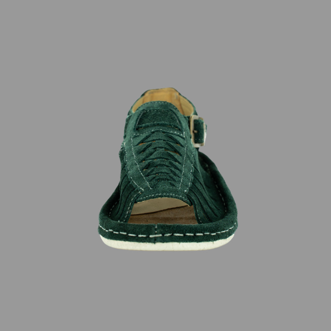 Kgosi : Leather Sandal in Forest Suede