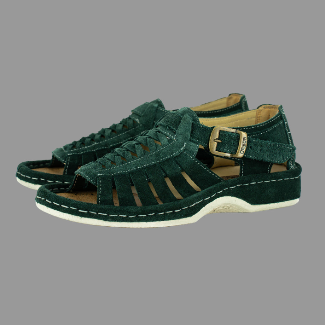 Kgosi : Leather Sandal in Forest Suede