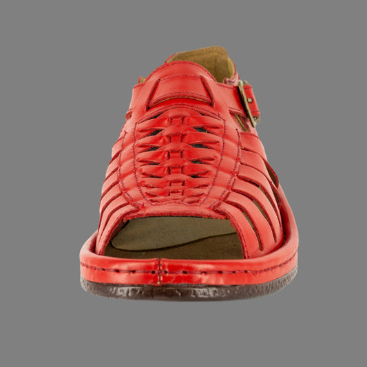 Kgosi : Leather Sandal in Red Soft Saddle