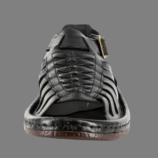 Kgosi : Leather Sandal in Black Buffalo Leather