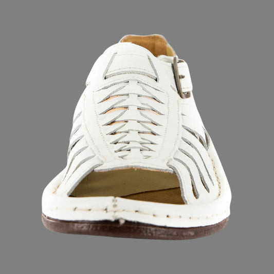 Kgosi : Leather Sandal in White Soft Saddle Leather