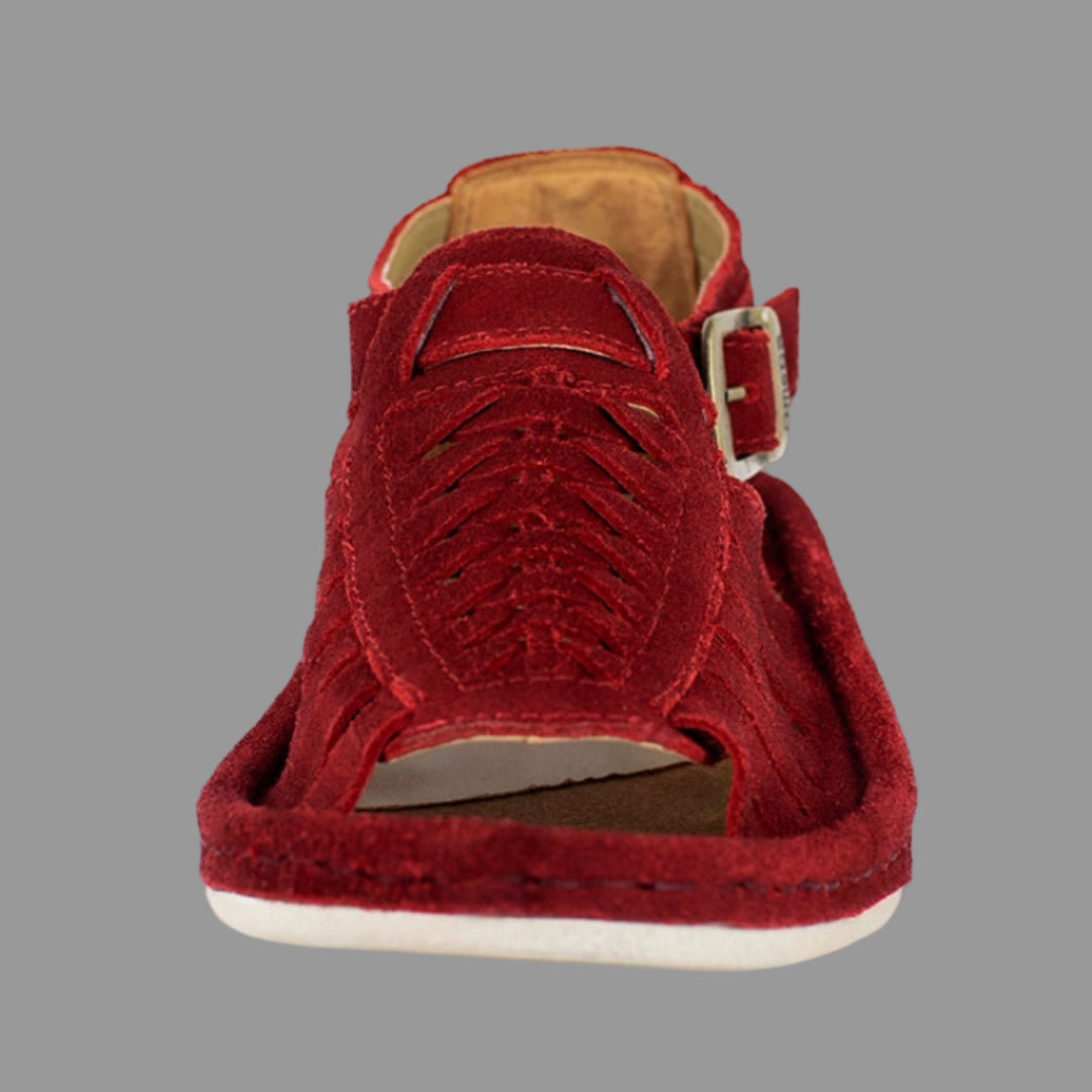 Kgosi : Leather Sandal in Red Suede