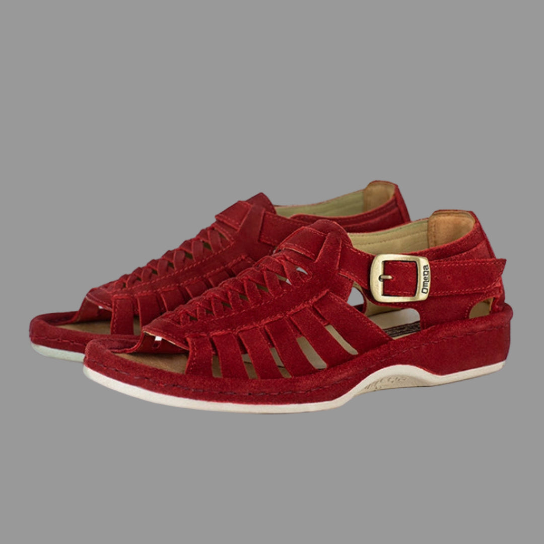 Kgosi : Leather Sandal in Red Suede
