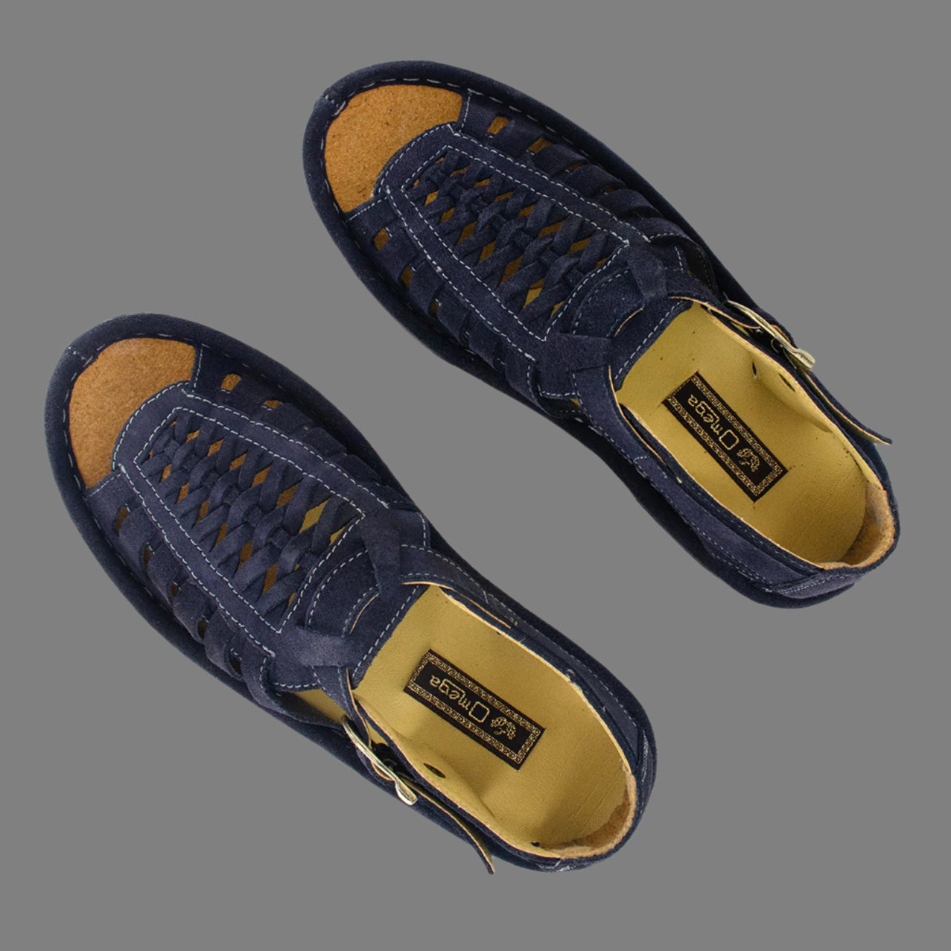 Kgosi : Leather Sandal in Navy Suede