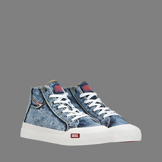 S-Athos-Mid-Top Denim Sneakers