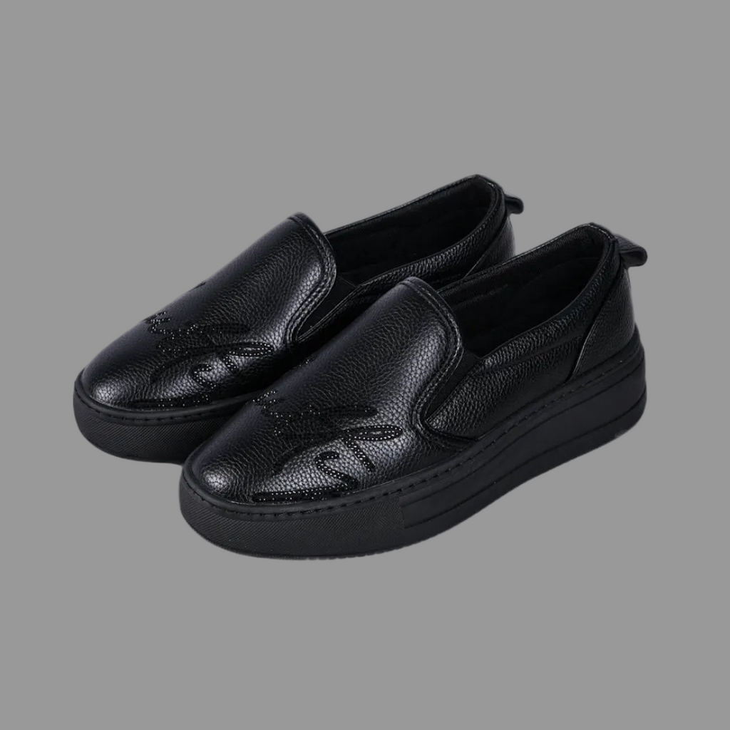 Granby Pu Rhinestone Sneakers (Black)