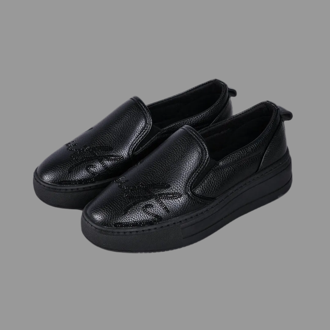 Granby Pu Rhinestone Sneakers (Black)