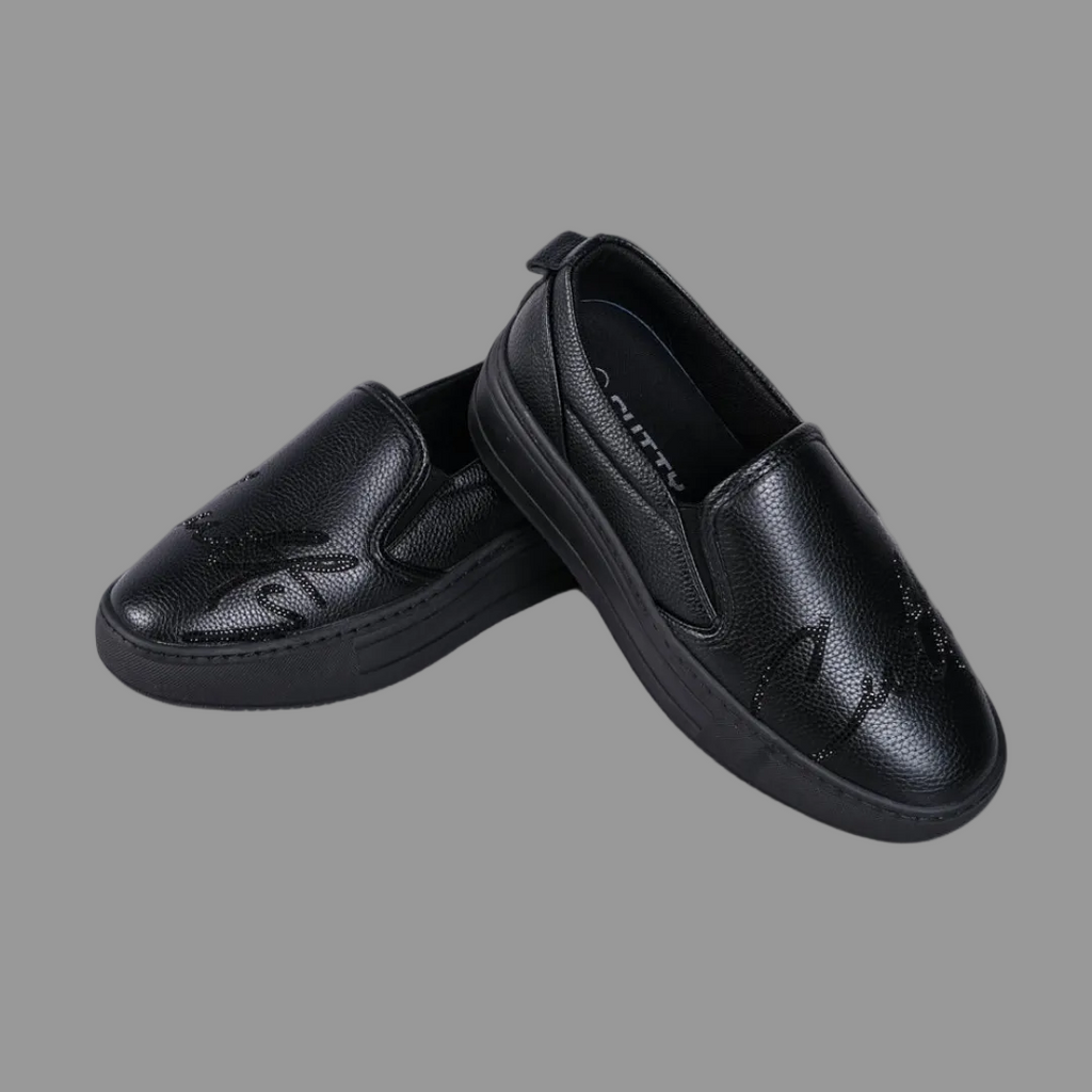 Granby Pu Rhinestone Sneakers (Black)