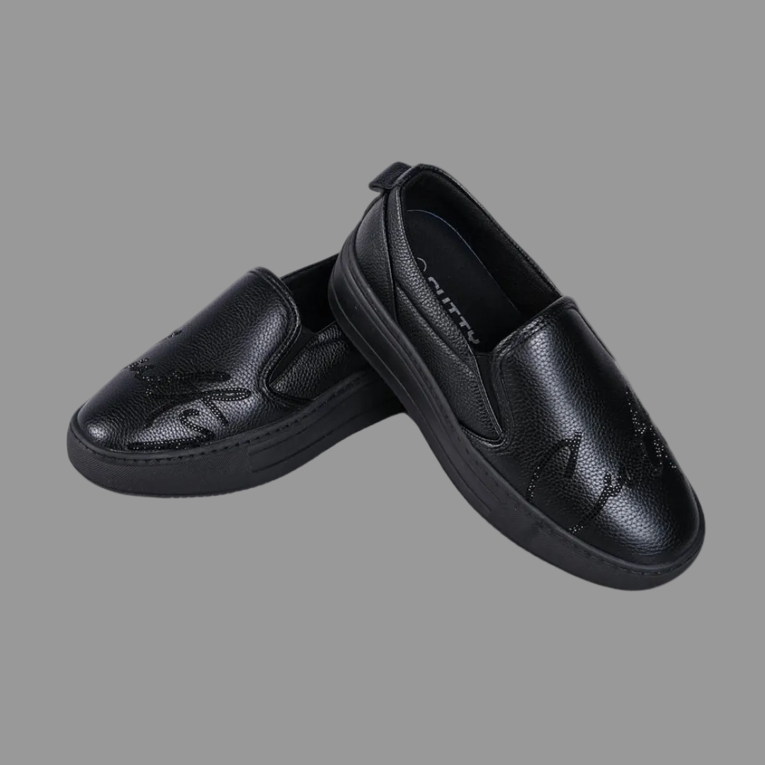 Granby Pu Rhinestone Sneakers (Black)