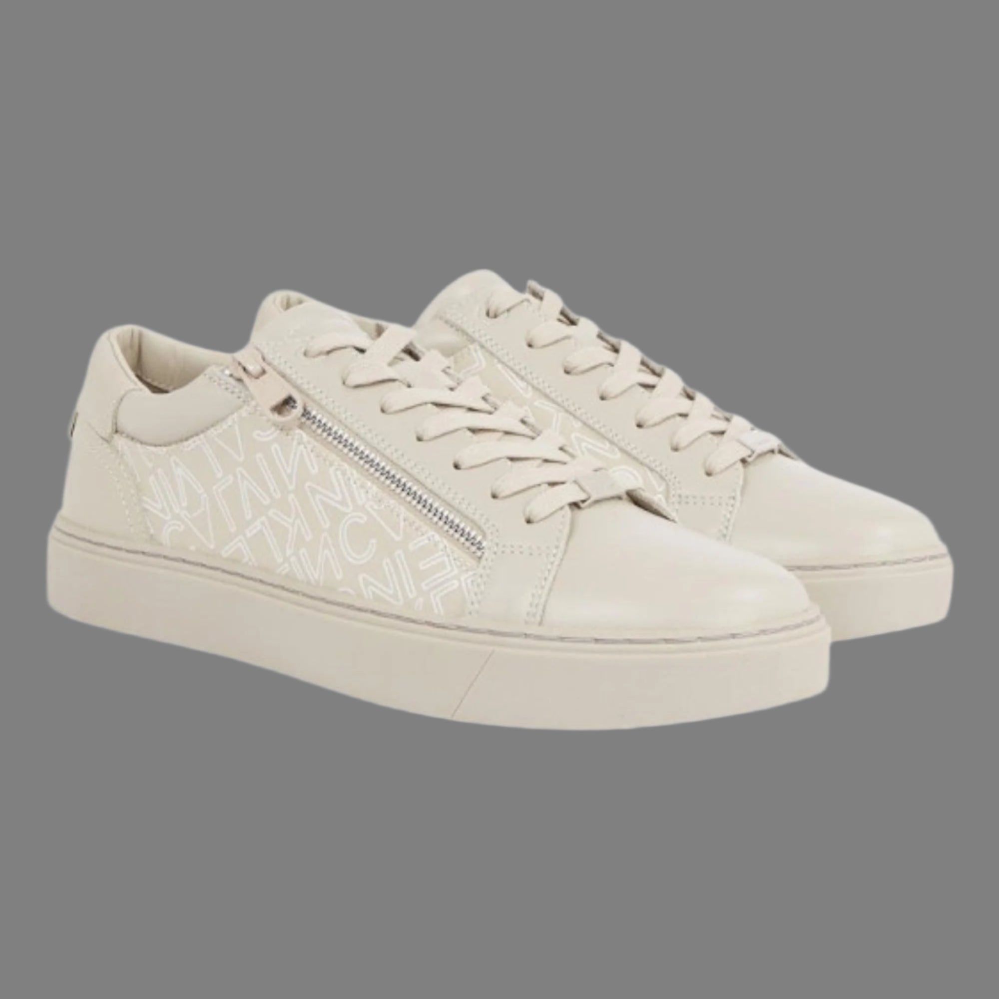 Low Top Lace Up W/Zip Mono - Outline Mono (Beige)