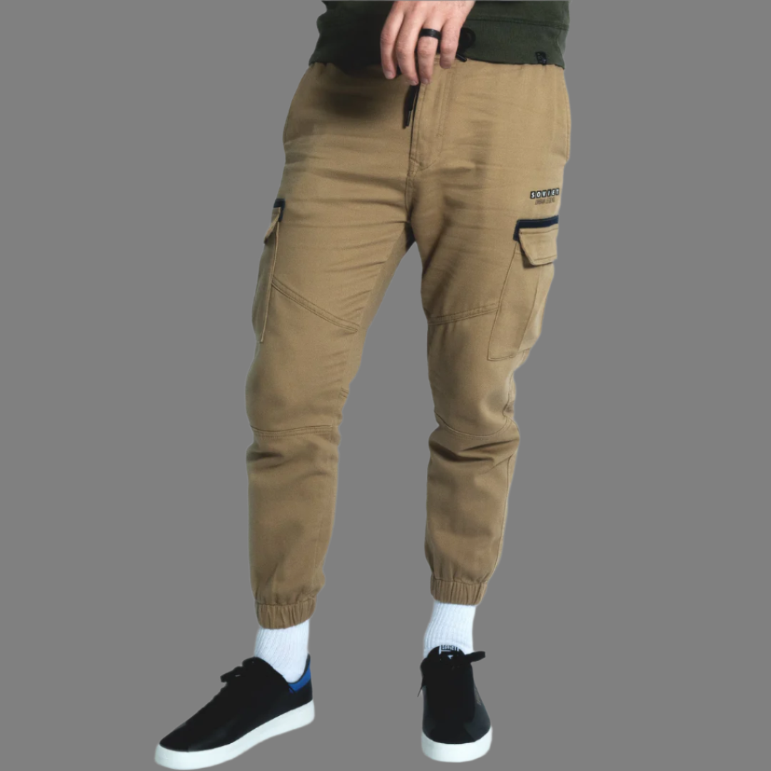 Largo Slim Leg Cargo Pants (Khaki)