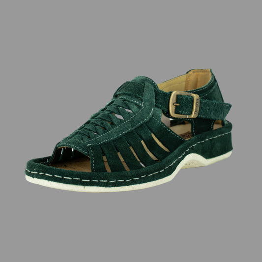 Kgosi : Leather Sandal in Forest Suede