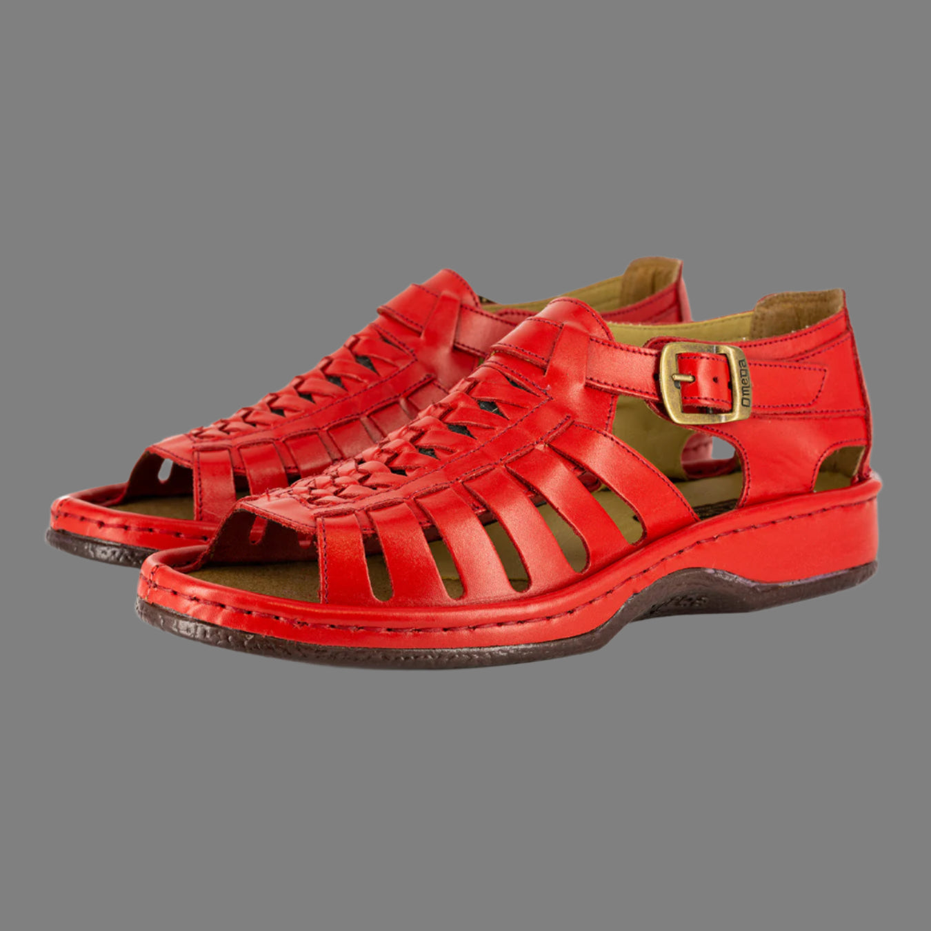 Kgosi : Leather Sandal in Red Soft Saddle