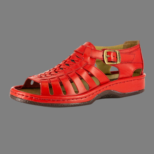 Kgosi : Leather Sandal in Red Soft Saddle