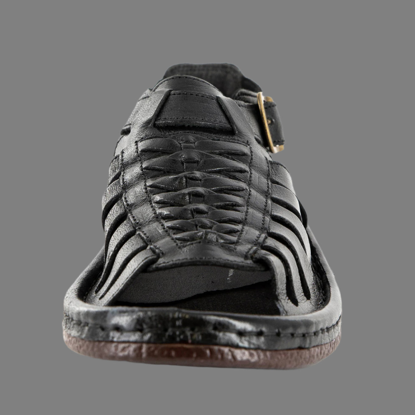 Kgosi : Leather Sandal in Black Buffalo Leather