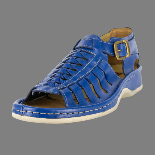 Kgosi : Leather Sandal in Blue Bugatti