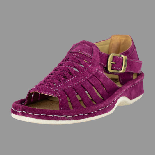 Kgosi : Leather Sandal in Cerise Suede