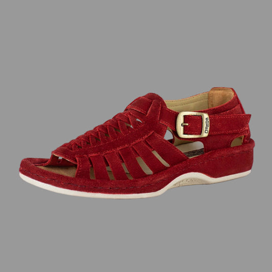 Kgosi : Leather Sandal in Red Suede