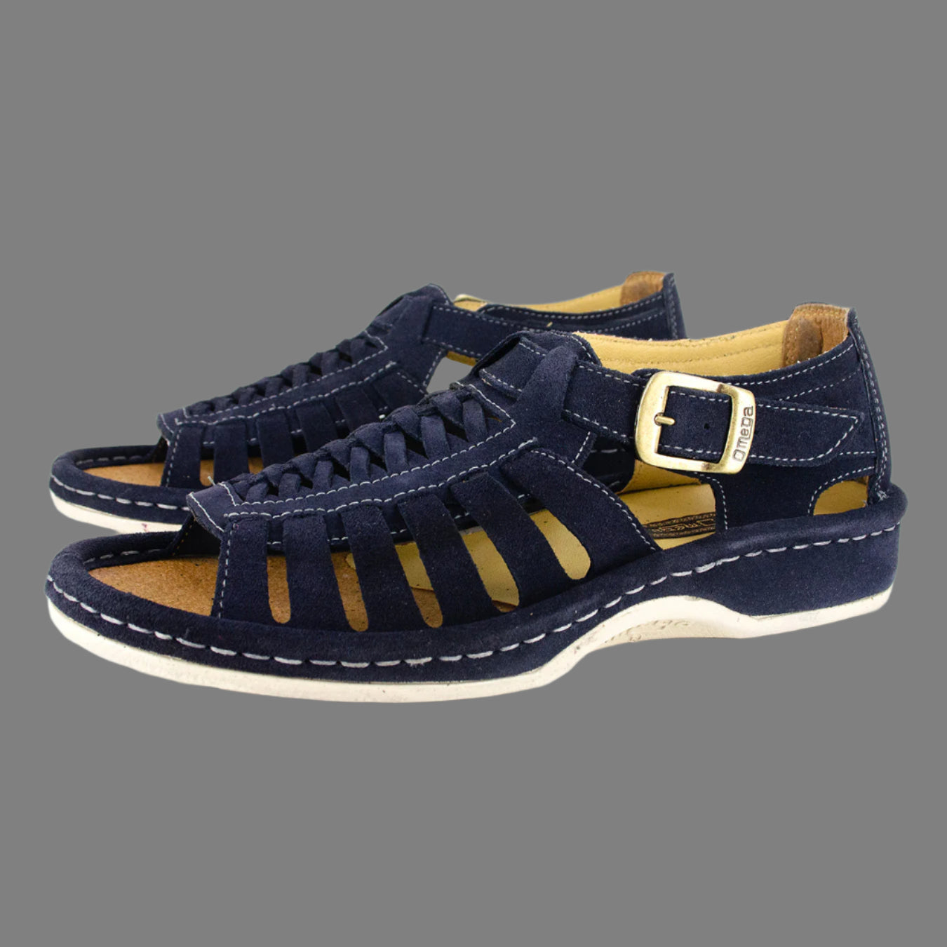Kgosi : Leather Sandal in Navy Suede