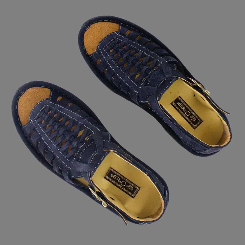 Kgosi : Leather Sandal in Navy Suede