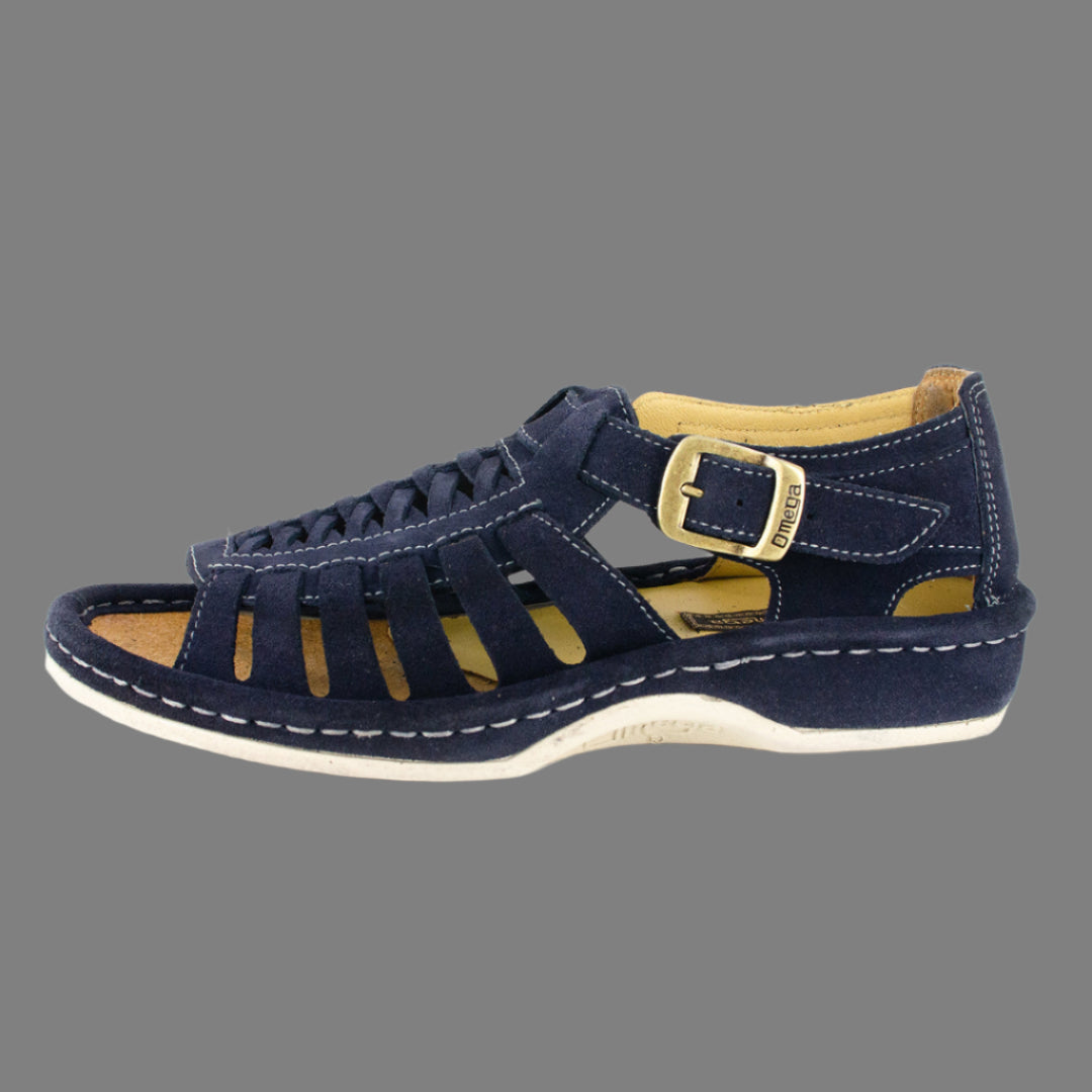 Kgosi : Leather Sandal in Navy Suede