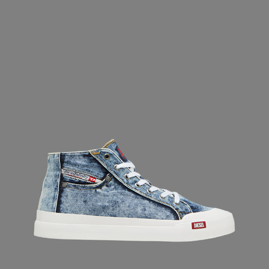 S-Athos-Mid-Top Denim Sneakers