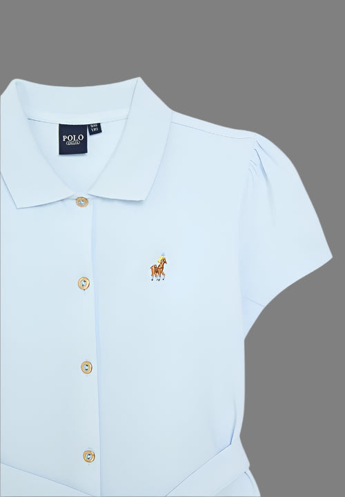 Girls Harper SS Shirt Dress (Ice Blue)